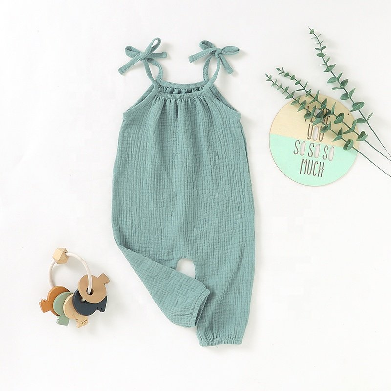 Wholesale Organic Cotton Fashion Summer Sleeveless Baby Overall Baby Romper