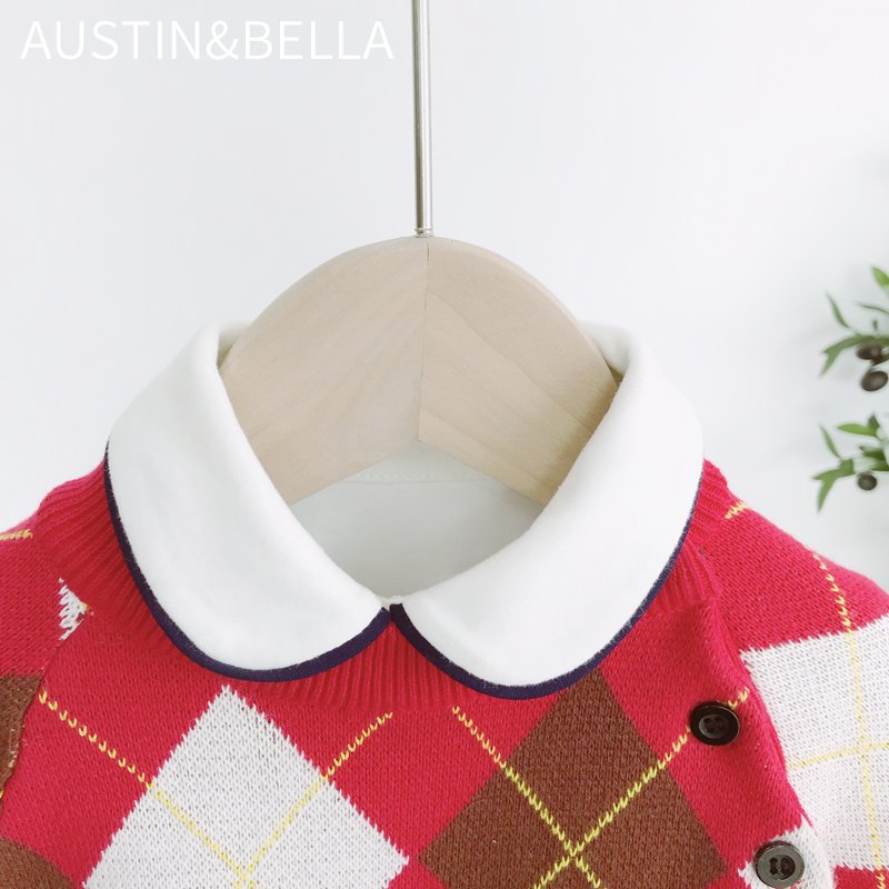 Manufacturer wholesale boutique baby clothes chunky knitted sweater romper christmas custom label logo winter baby boy clothing