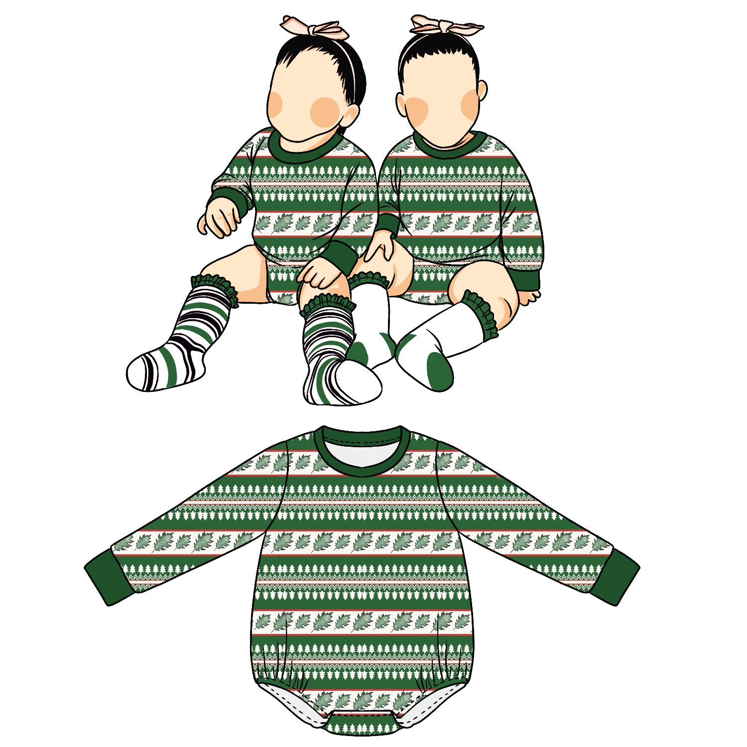 Wholesale Custom Logo Print Christmas Casual Warm Winter Boys Girls Baby Long Sleeve Romper For Kids