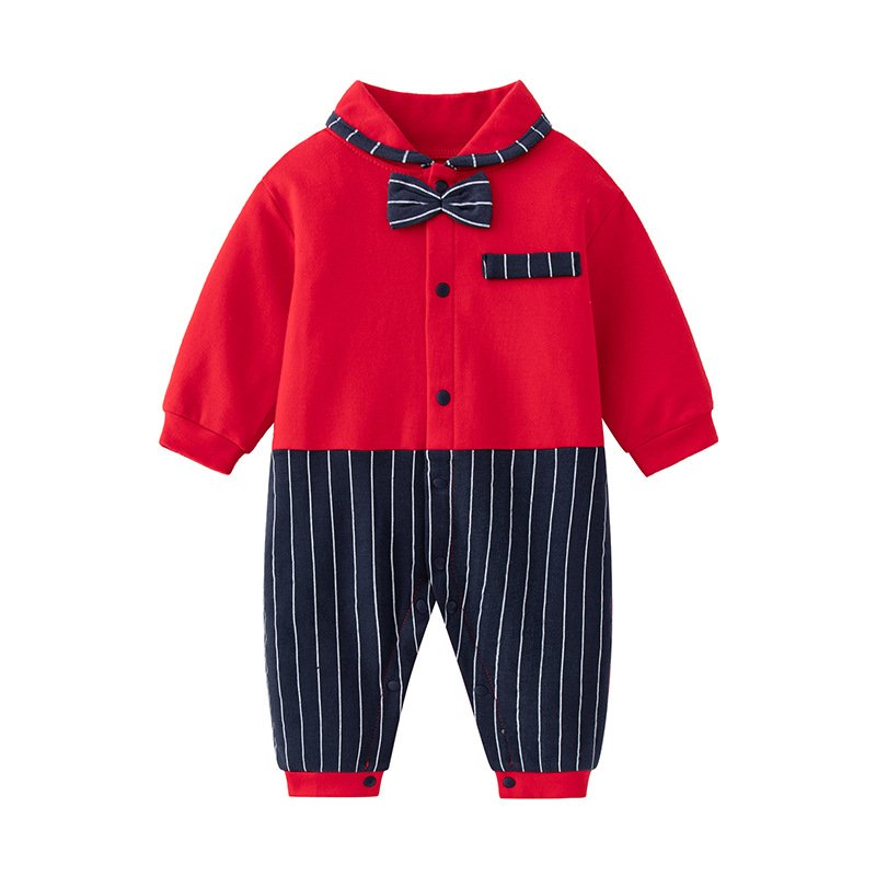 Solid Color Cotton Long Sleeved Single Breasted Jumpsuit Romper Crawling Suit For Baby Clothes Wholesale Cheap