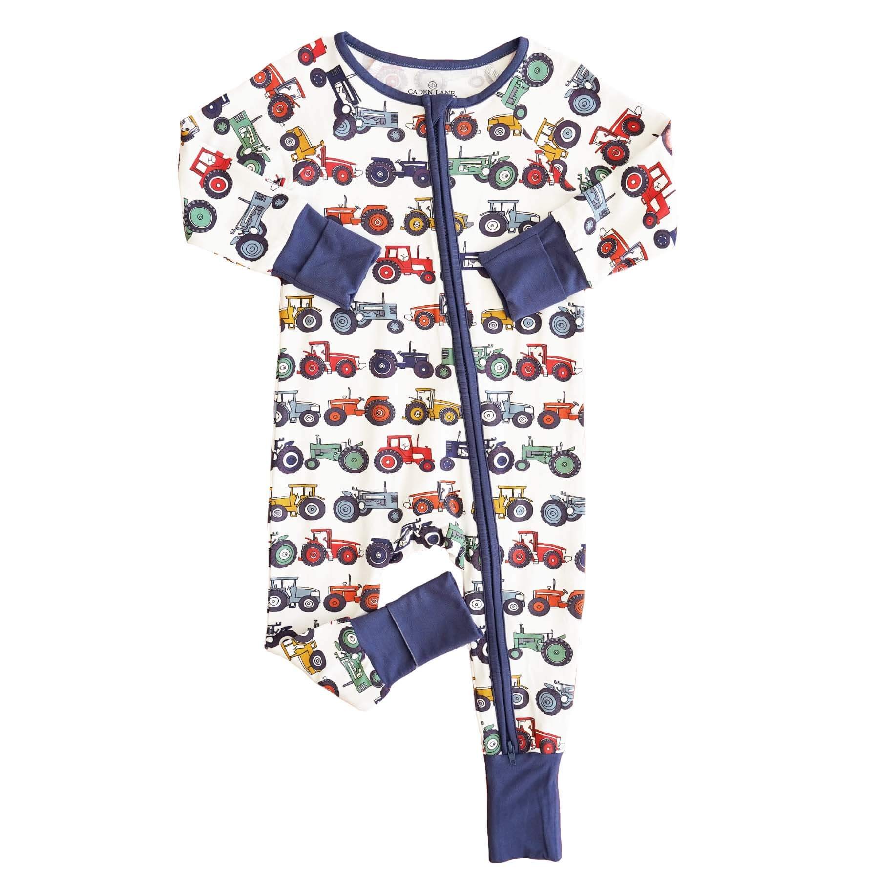 Durable Fiber Bamboo Baby Rompers Custom Car Pattern Toddler Girls Double Zipper Baby Wholesale Pajamas
