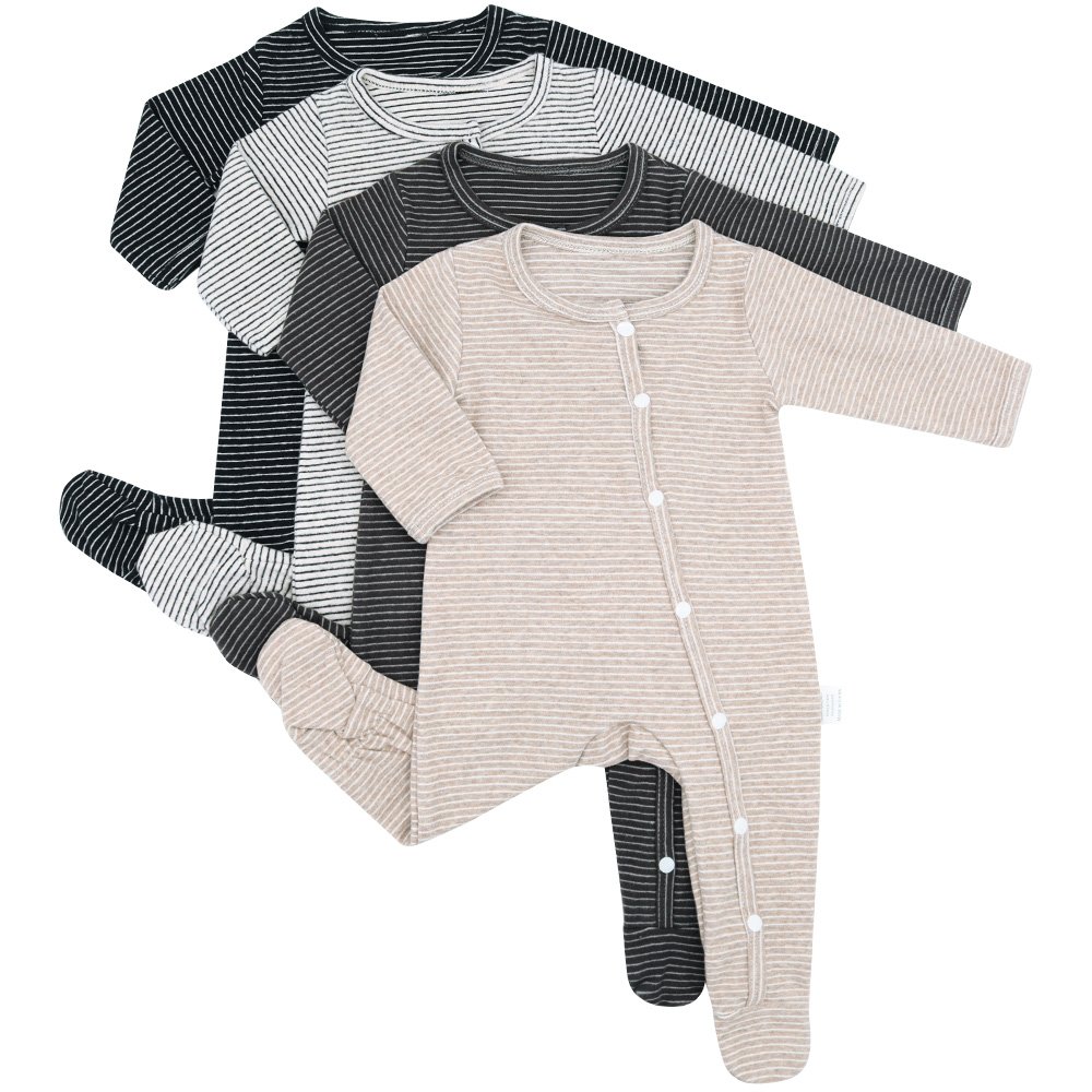 95%Organic Cotton 5%Elastane Toddler Infant Boys Girl knit newborn baby romper overall Stripe jumper clothes Jumpsuit Romper