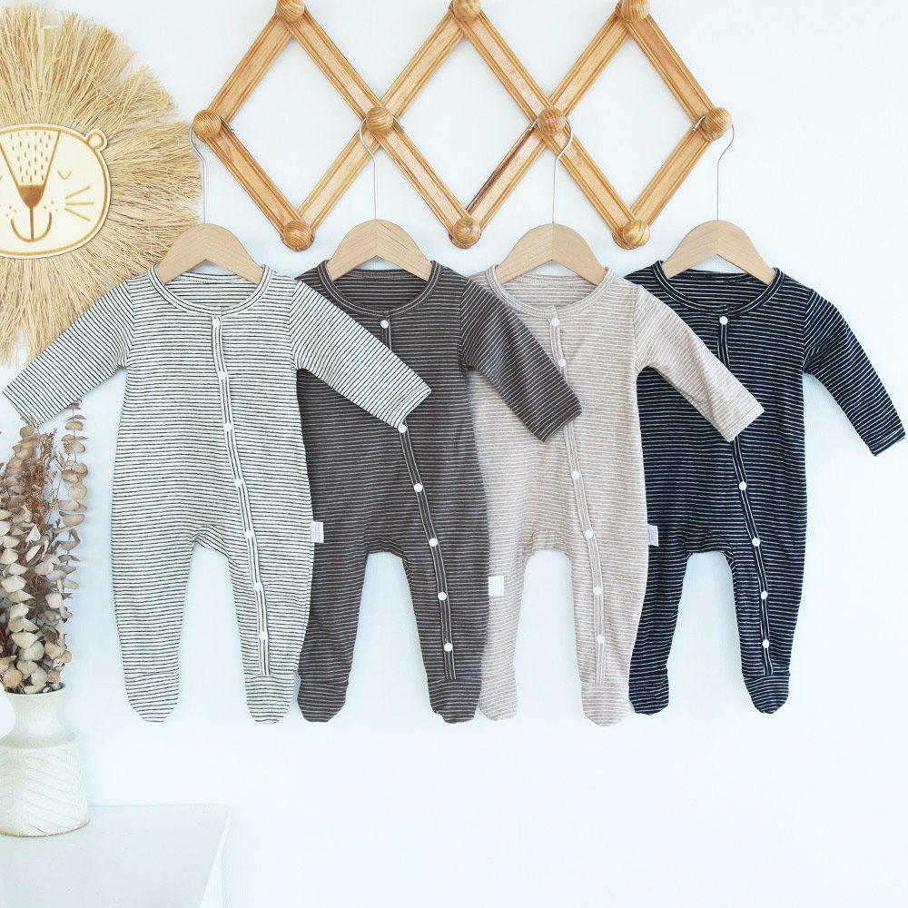 95%Organic Cotton 5%Elastane Toddler Infant Boys Girl knit newborn baby romper overall Stripe jumper clothes Jumpsuit Romper