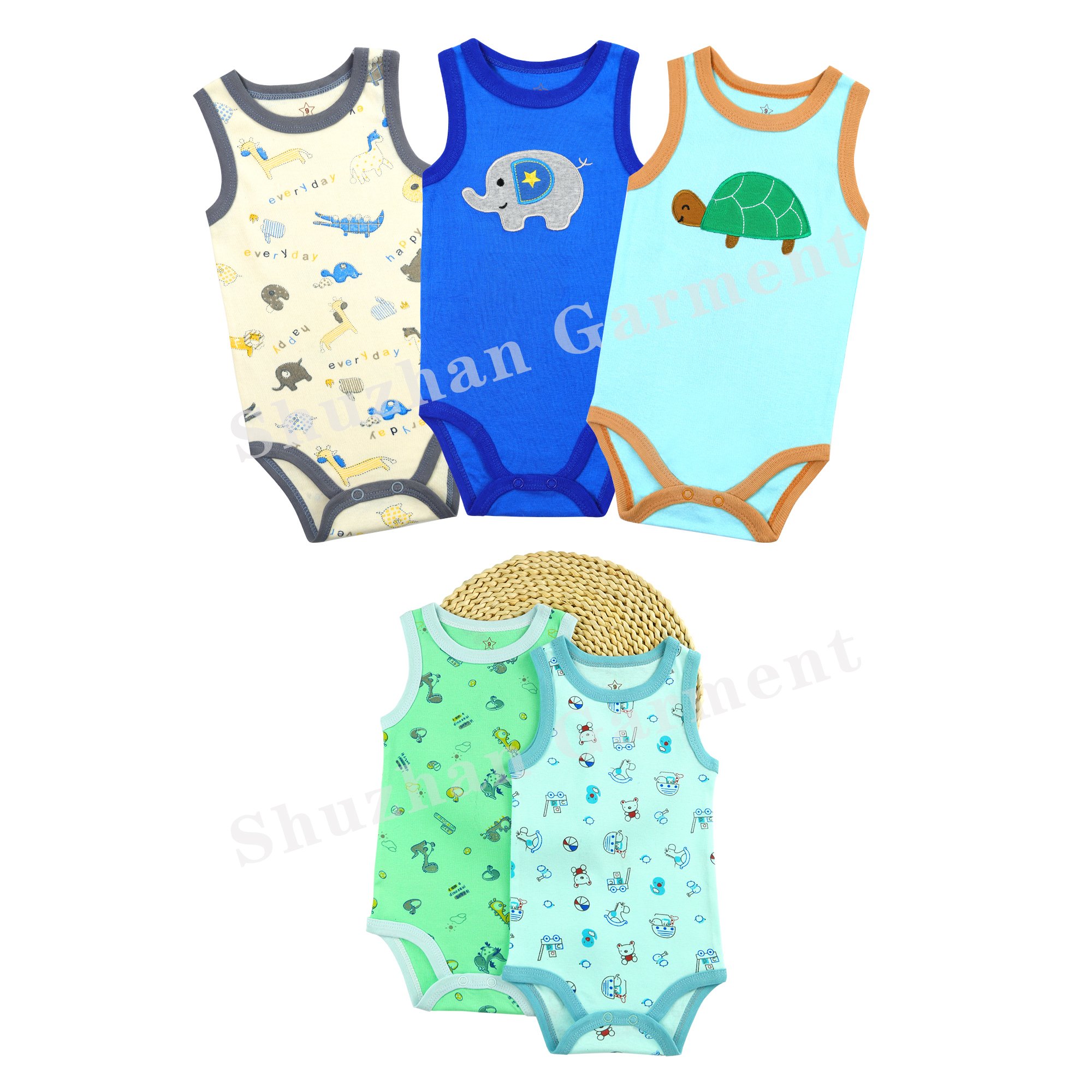 New hot selling soft breathable pure cotton cute animal sleeveless conjoined Baby Rompers baby clothes boys 0-12 month
