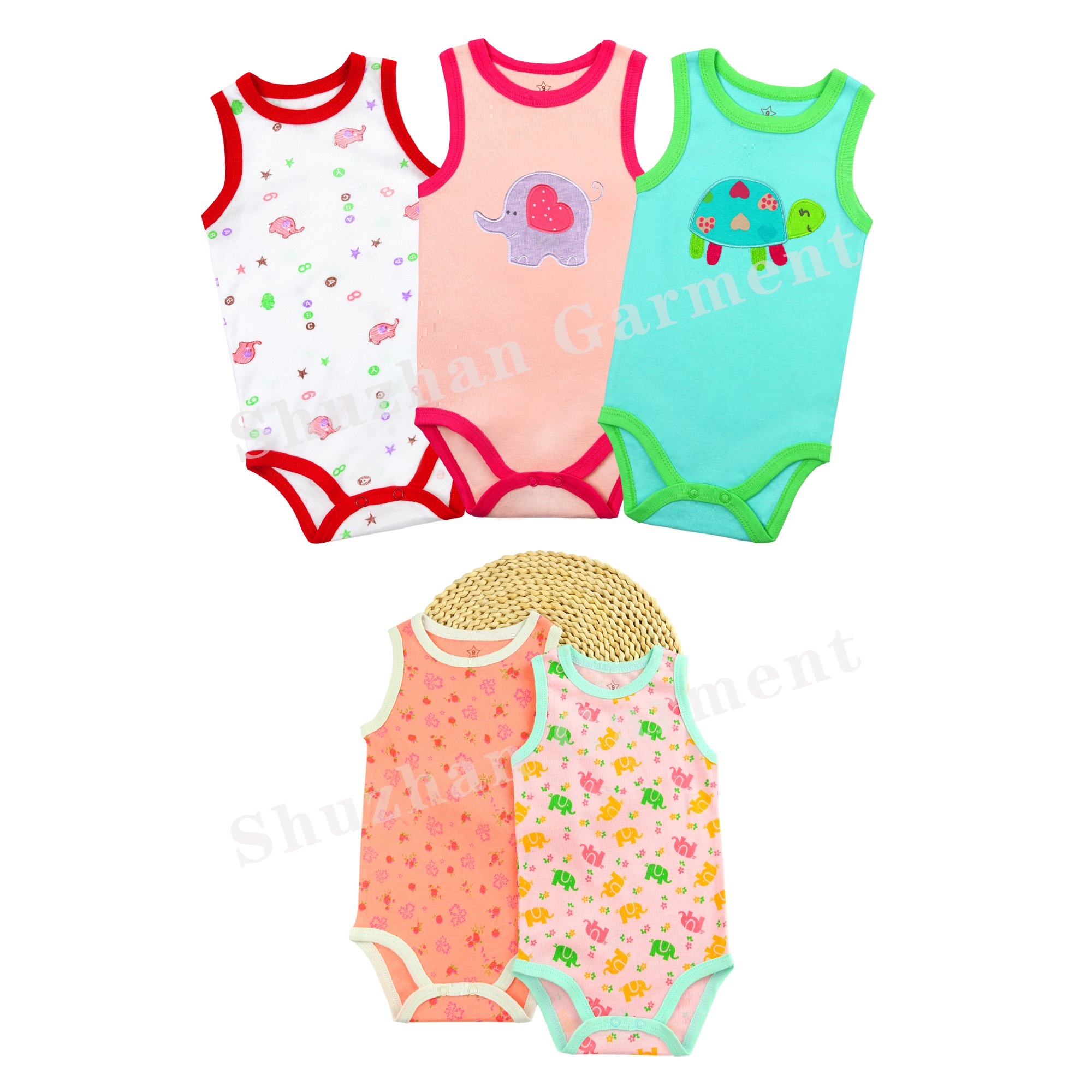 New hot selling soft breathable pure cotton cute animal sleeveless conjoined Baby Rompers baby clothes boys 0-12 month