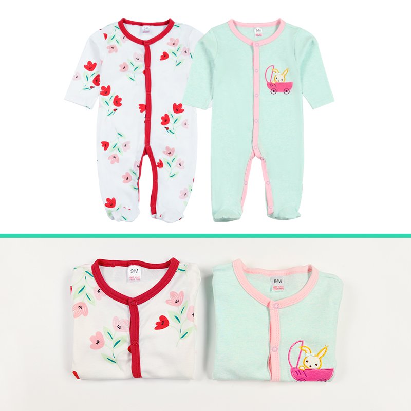 2PCS Baby Rompers Spring Newborn Baby Clothes For Girls Boys Long Sleeve Jumpsuit Baby Clothing boy Kids Outfits