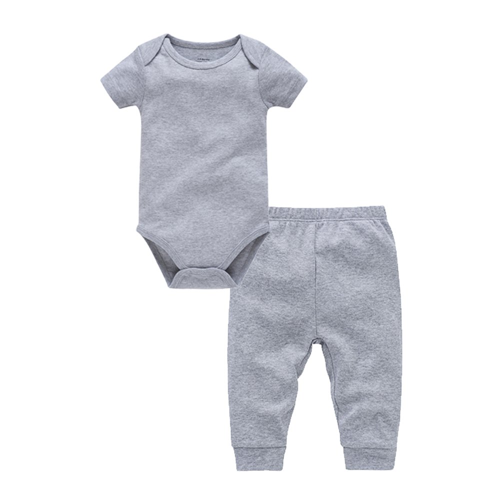 2 Pieces Newborn Baby Clothing Set White Blank Muslin Kids Clothes 100% Cotton Romper Pant Black Plain Bodysuit Trousers Suit