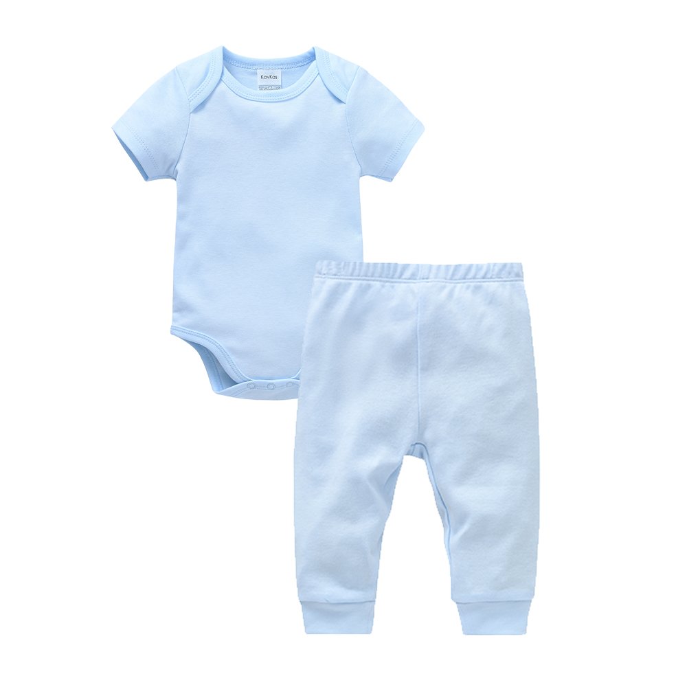 2 Pieces Newborn Baby Clothing Set White Blank Muslin Kids Clothes 100% Cotton Romper Pant Black Plain Bodysuit Trousers Suit