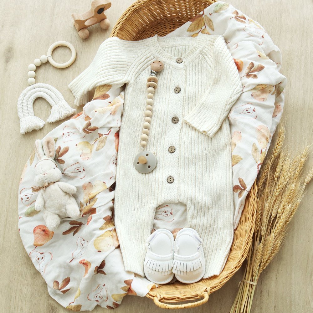 100%Organic Cotton Toddler Infant Boys Girl knit newborn baby romper overall jumper clothes Jumpsuit Romper