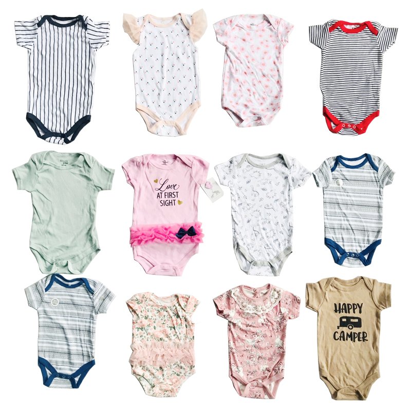 Wholesale Mixed New Born Cute Short Sleeve Summer Cotton Infant Baby Boys Girls Jumpsuits stock lots Rompers