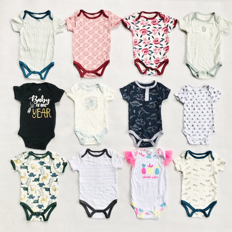 Wholesale Mixed New Born Cute Short Sleeve Summer Cotton Infant Baby Boys Girls Jumpsuits stock lots Rompers