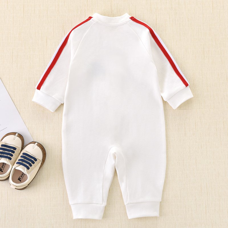 Organic Custom Baby Romper with Long Sleeves and Buttons Fabric Pajamas Sleepwear Onesie for Autumn Season