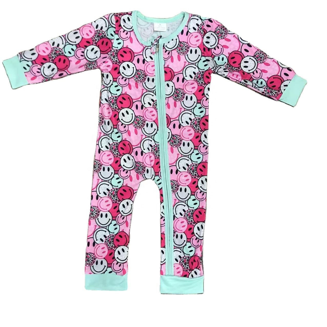 RTS kids wear white dot print zipper long-sleeved brown romper newborn kids clothing baby romper