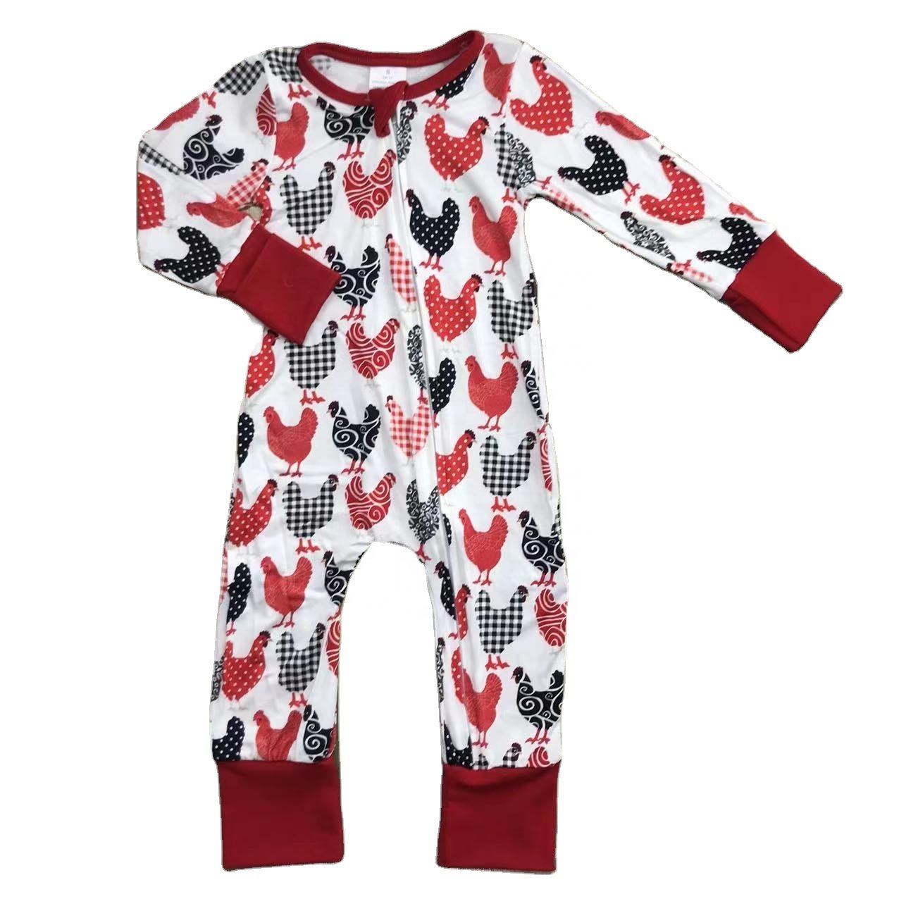 RTS kids wear white dot print zipper long-sleeved brown romper newborn kids clothing baby romper