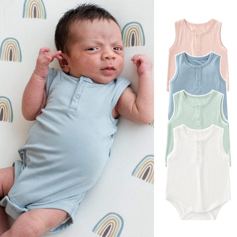 Bamboo baby footie pajamas Organic Cotton newborn long sleeve baby bodysuit solid dual zipper fold over Baby rompers