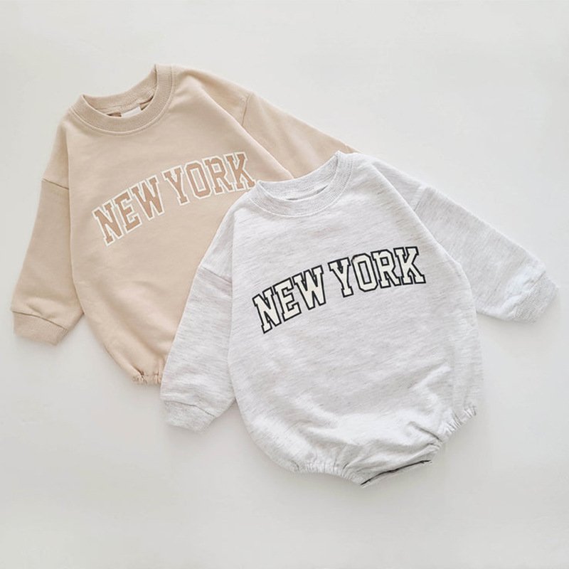 2024 Fashion Baby Romper New York Newborn Baby Clothing 0-18M Cute Toddler Sweatshirt Jogger Romper Outwear