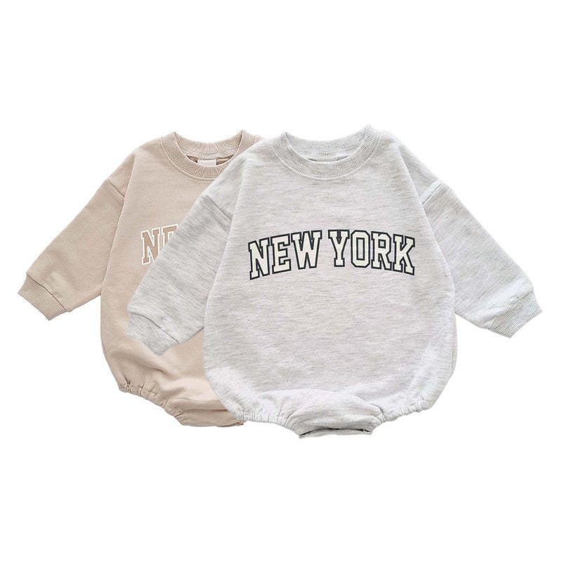 2024 Fashion Baby Romper New York Newborn Baby Clothing 0-18M Cute Toddler Sweatshirt Jogger Romper Outwear