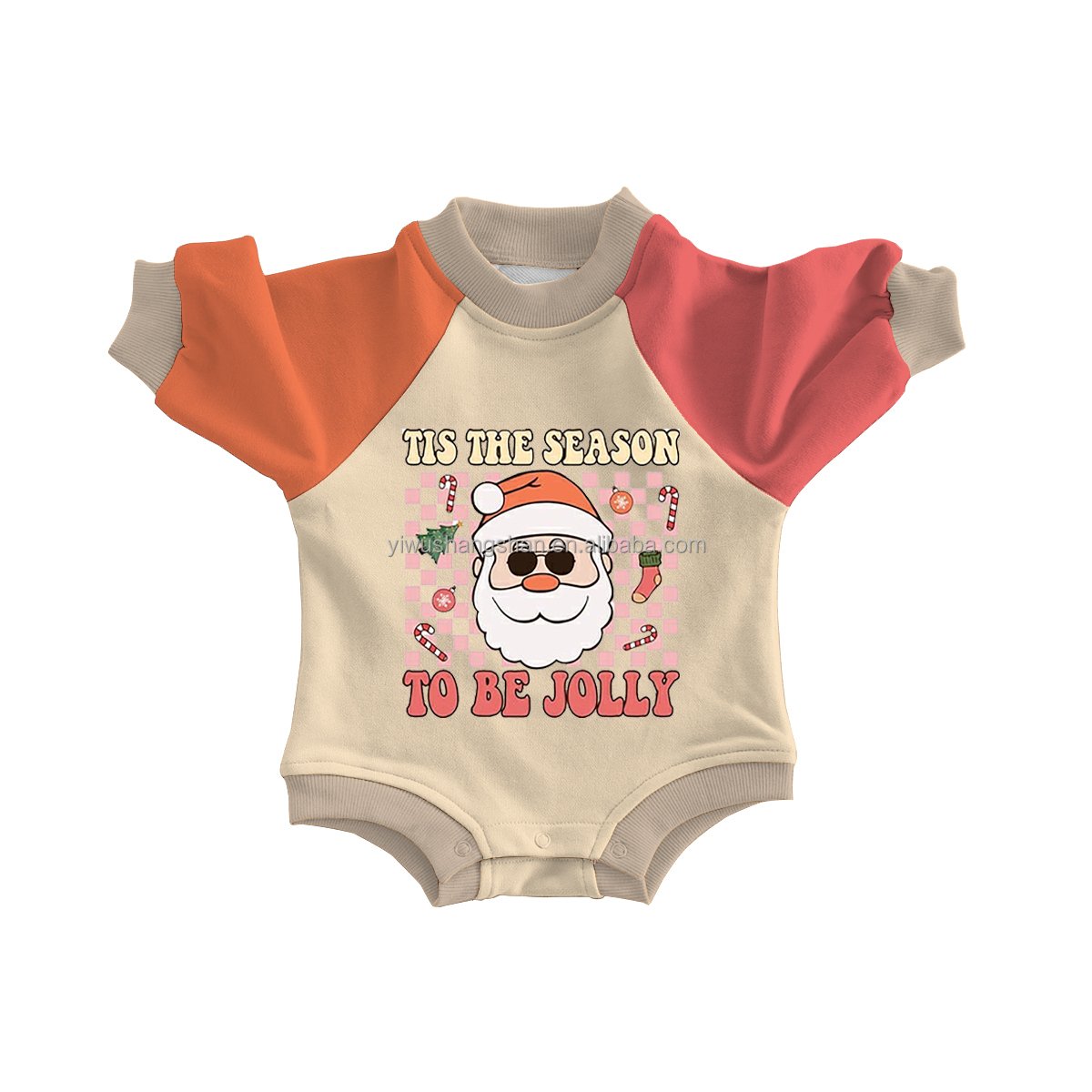 Hot Selling Baby Kids Santa Design Sweater Rompers French Terry Fabric Custom Toddler boys Christmas Jumpers