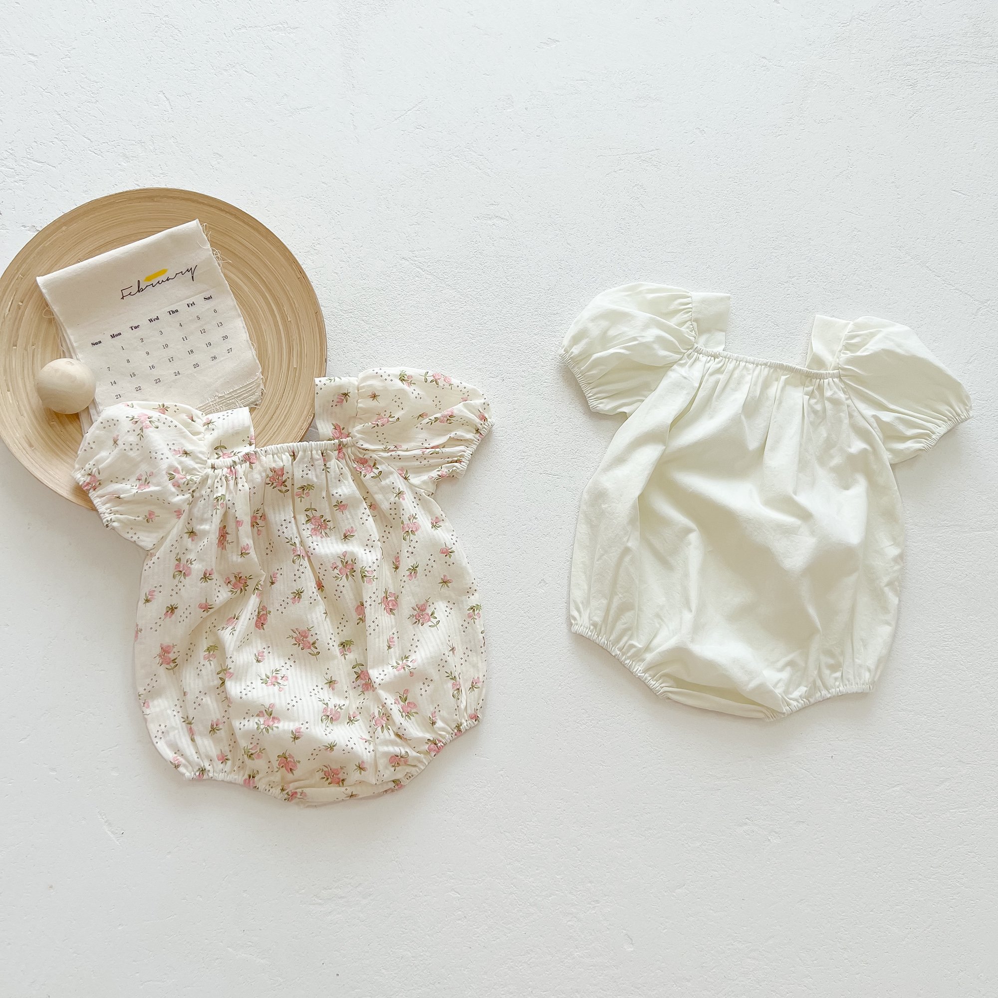 Wholesale Babany bebe 0-2 Years Newborn Baby Girls Floral Cotton Bodysuit Short Sleeve Square Neck Rompers