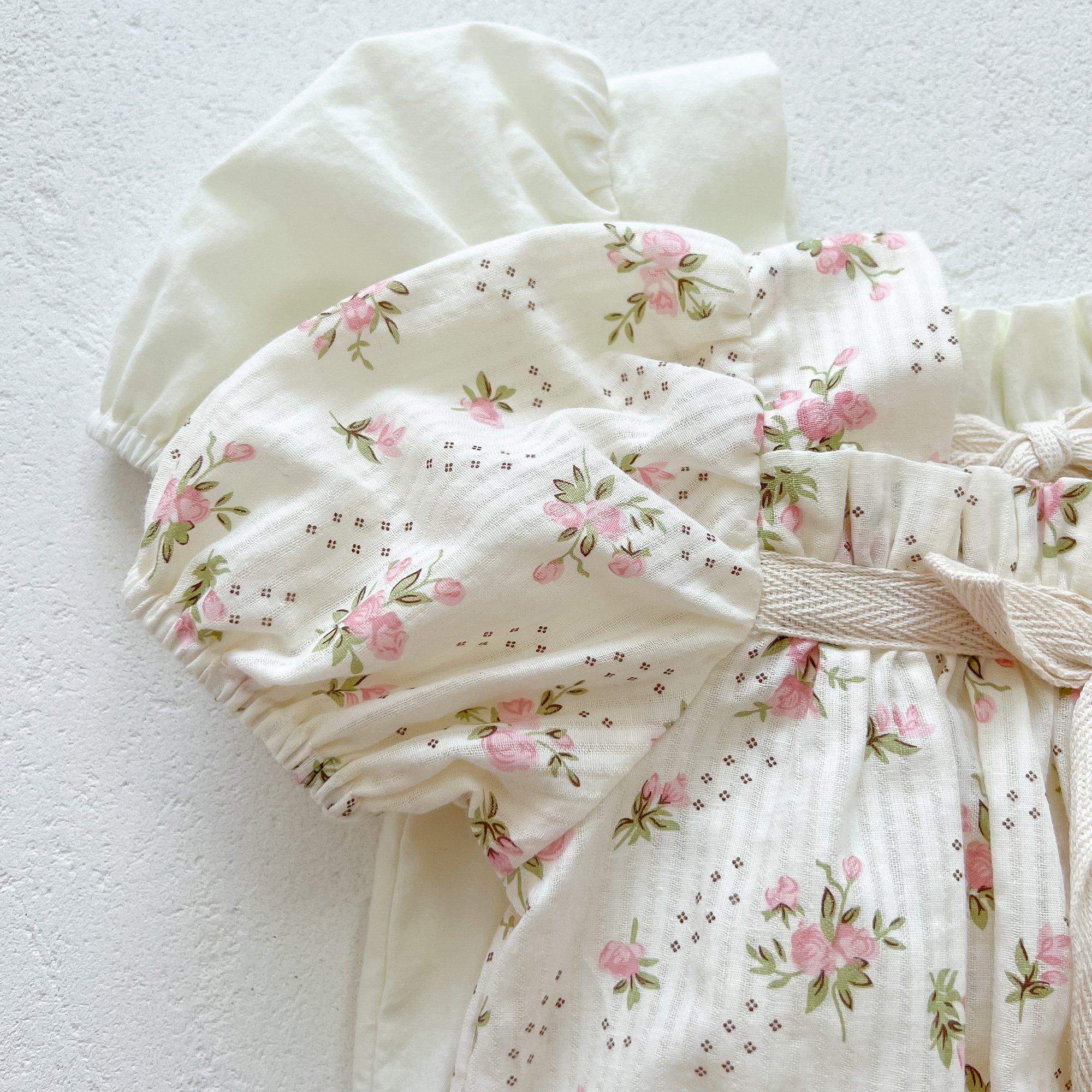 Wholesale Babany bebe 0-2 Years Newborn Baby Girls Floral Cotton Bodysuit Short Sleeve Square Neck Rompers