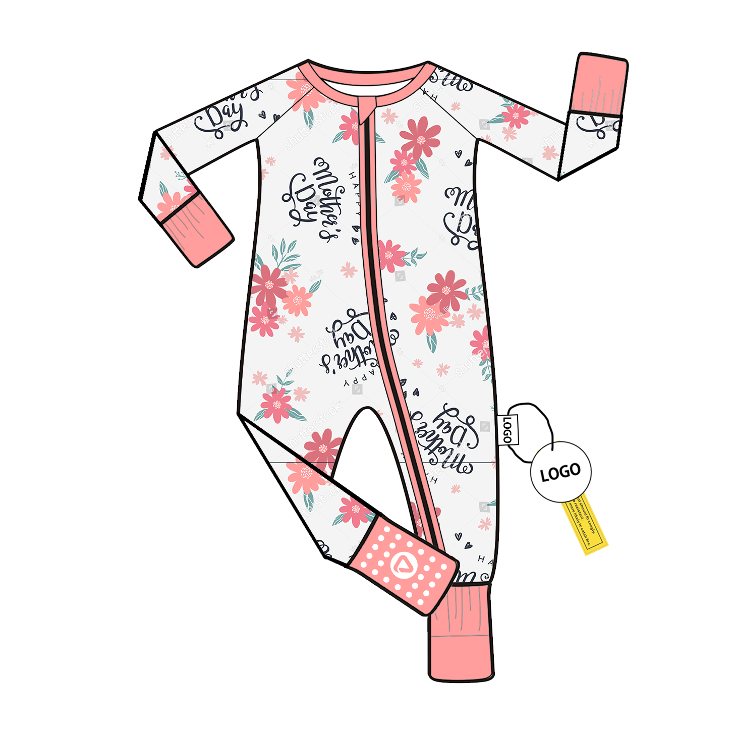 Christmas Comfortable Bamboo Viscose Newborn Romper with Folded Feet for Girls Custom Print High Quality Soft Footie and Pajamas