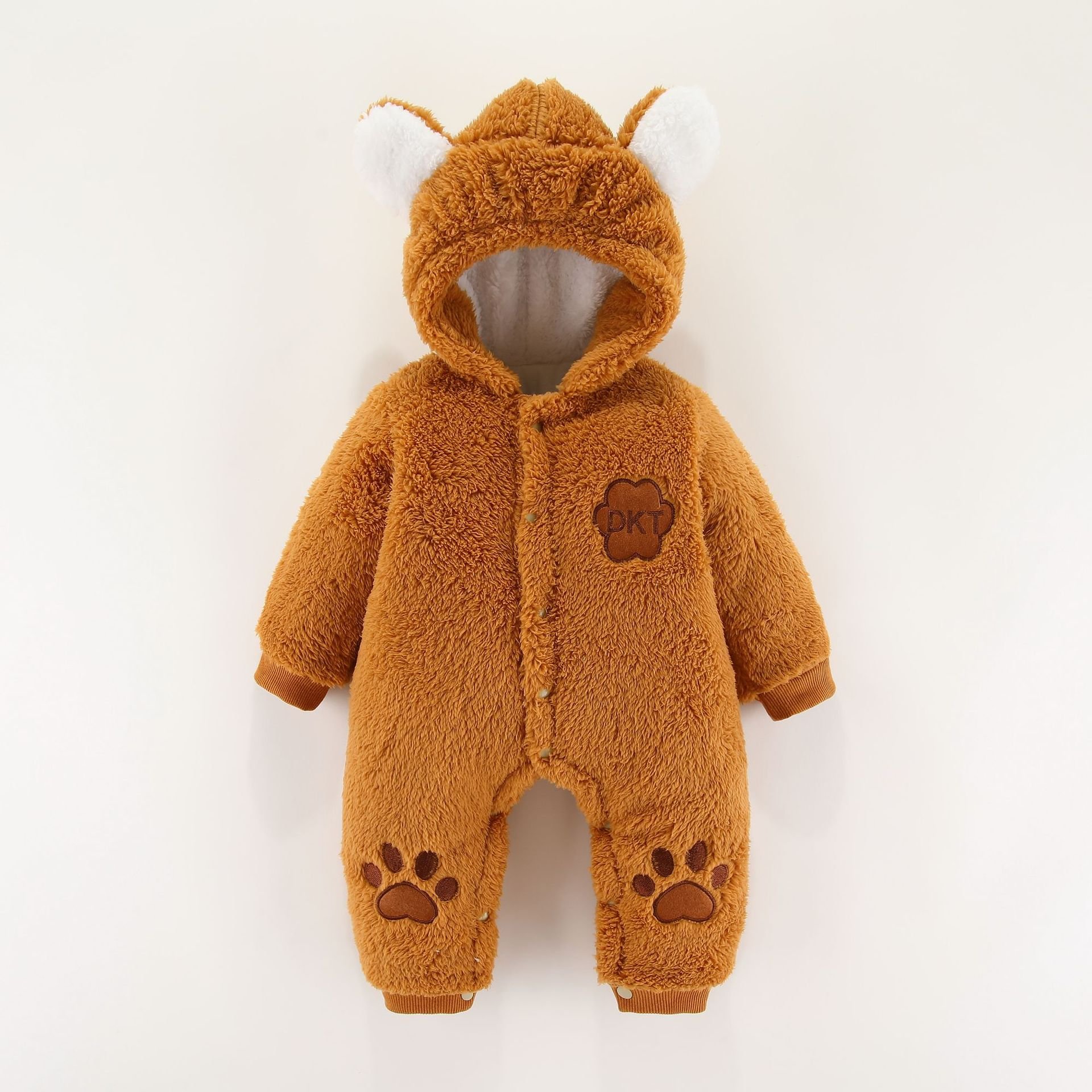 Customizable Bear Claw Pattern 100% Cotton Lining Cute Plush Animal Babys Newborn Infants Clothing Clothes Winter Baby Romper