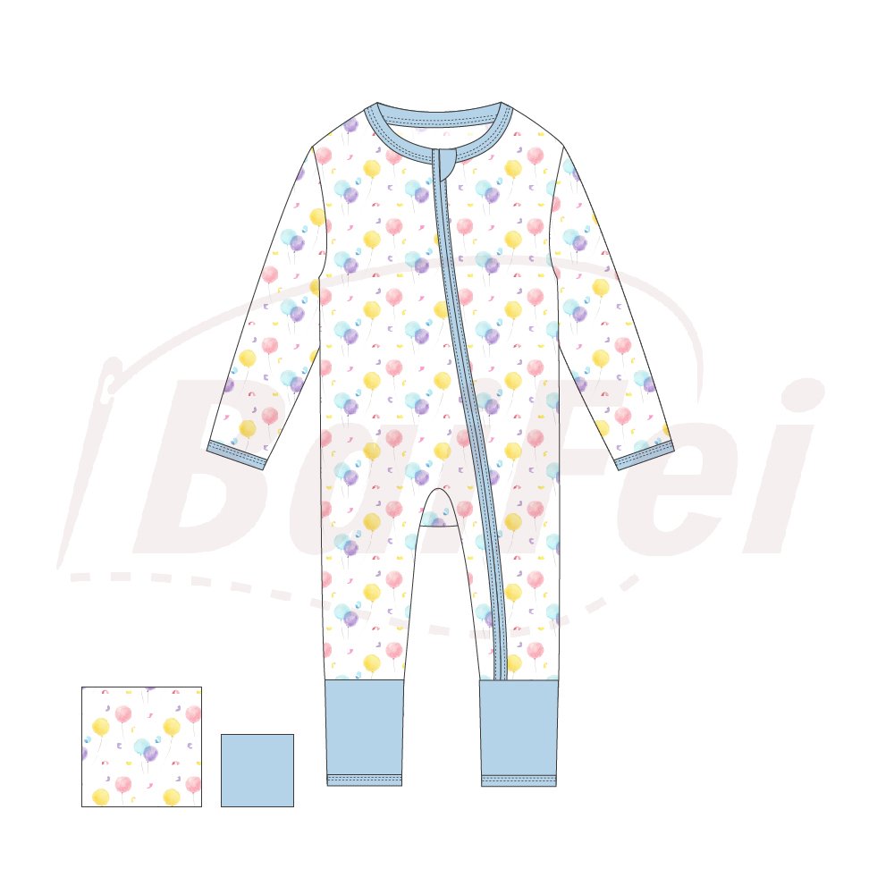 Casual INS Style bamboo pajamas Two-Way Zipper Long Sleeves Breathable Bamboo baby romper