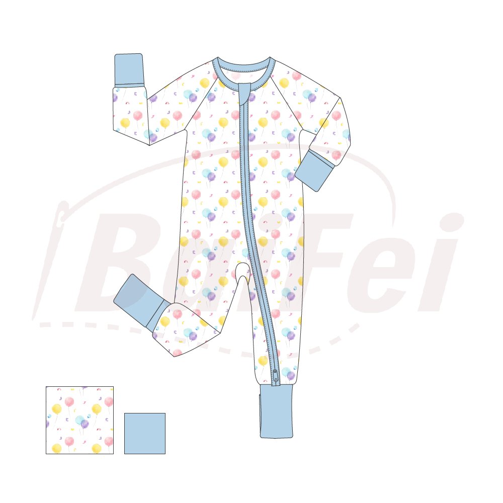 Casual INS Style bamboo pajamas Two-Way Zipper Long Sleeves Breathable Bamboo baby romper