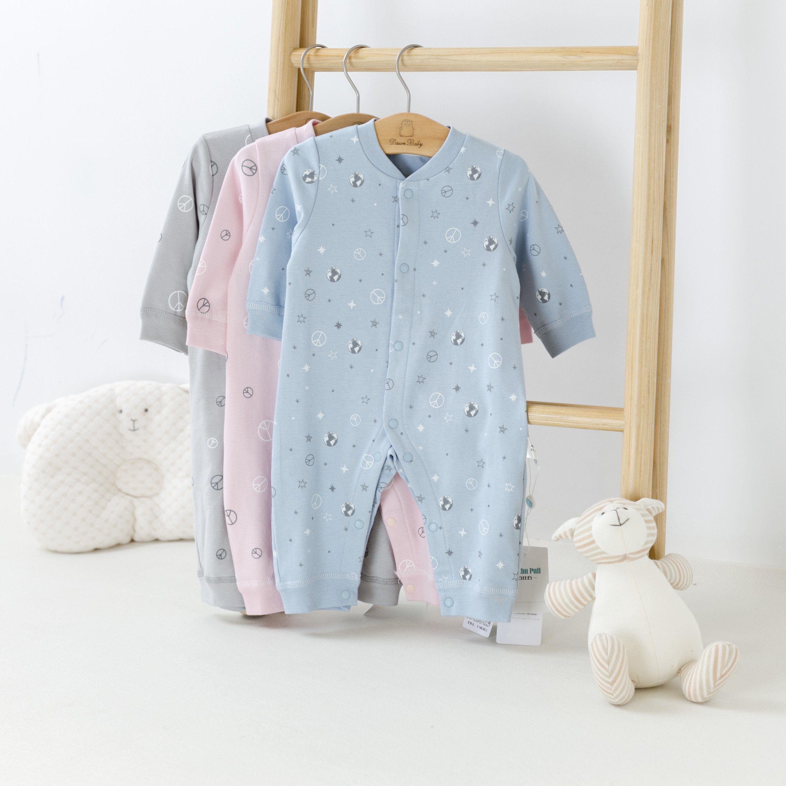 100% Cotton Unisex Baby Clothing Body Suit OEM Sleepsuit Long Sleeve Pajamas Boy Girl Snap Sleep Play Rompers Kids Clothing Full
