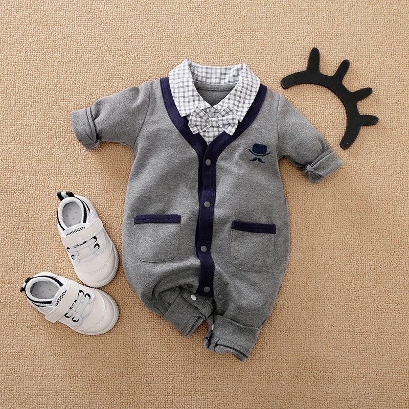 Fall Rompers Gentleman Baby Vest Romper Long Sleeve Jumpsuit Toddler Clothing Clothes