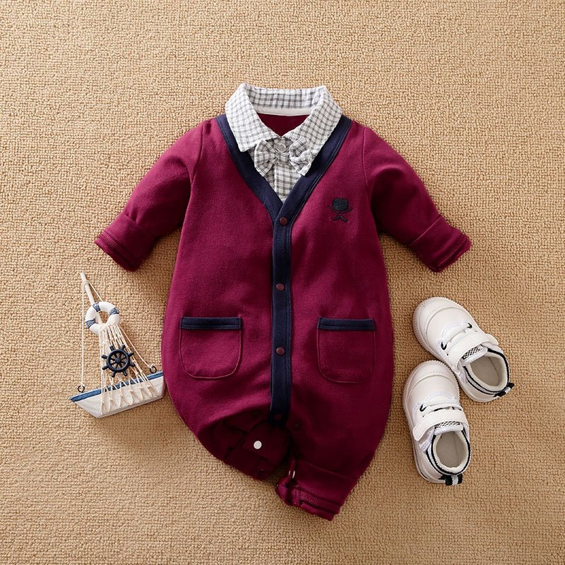 Fall Rompers Gentleman Baby Vest Romper Long Sleeve Jumpsuit Toddler Clothing Clothes