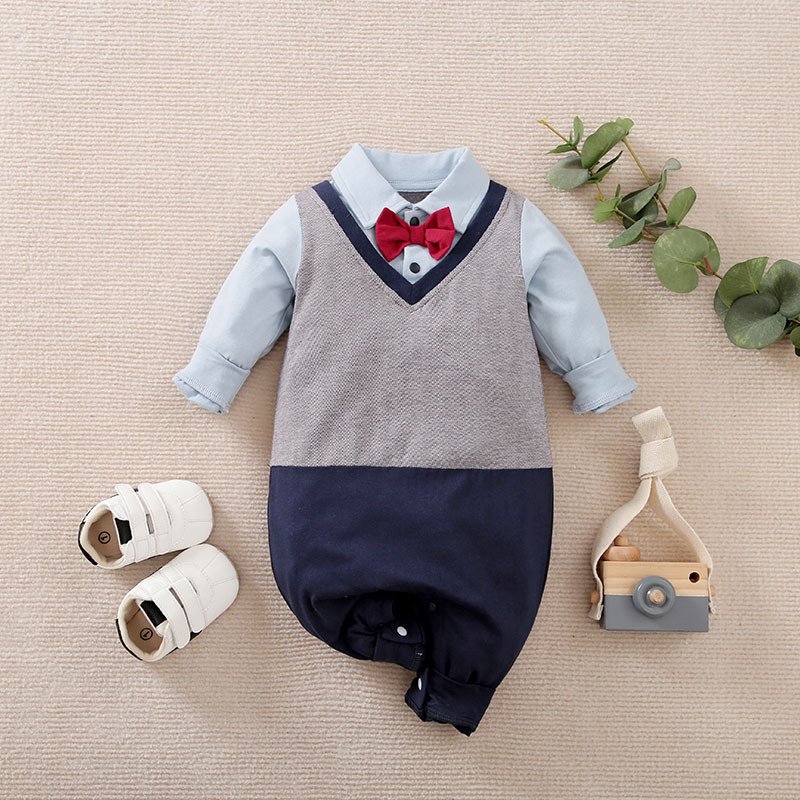 Fall Rompers Gentleman Baby Vest Romper Long Sleeve Jumpsuit Toddler Clothing Clothes