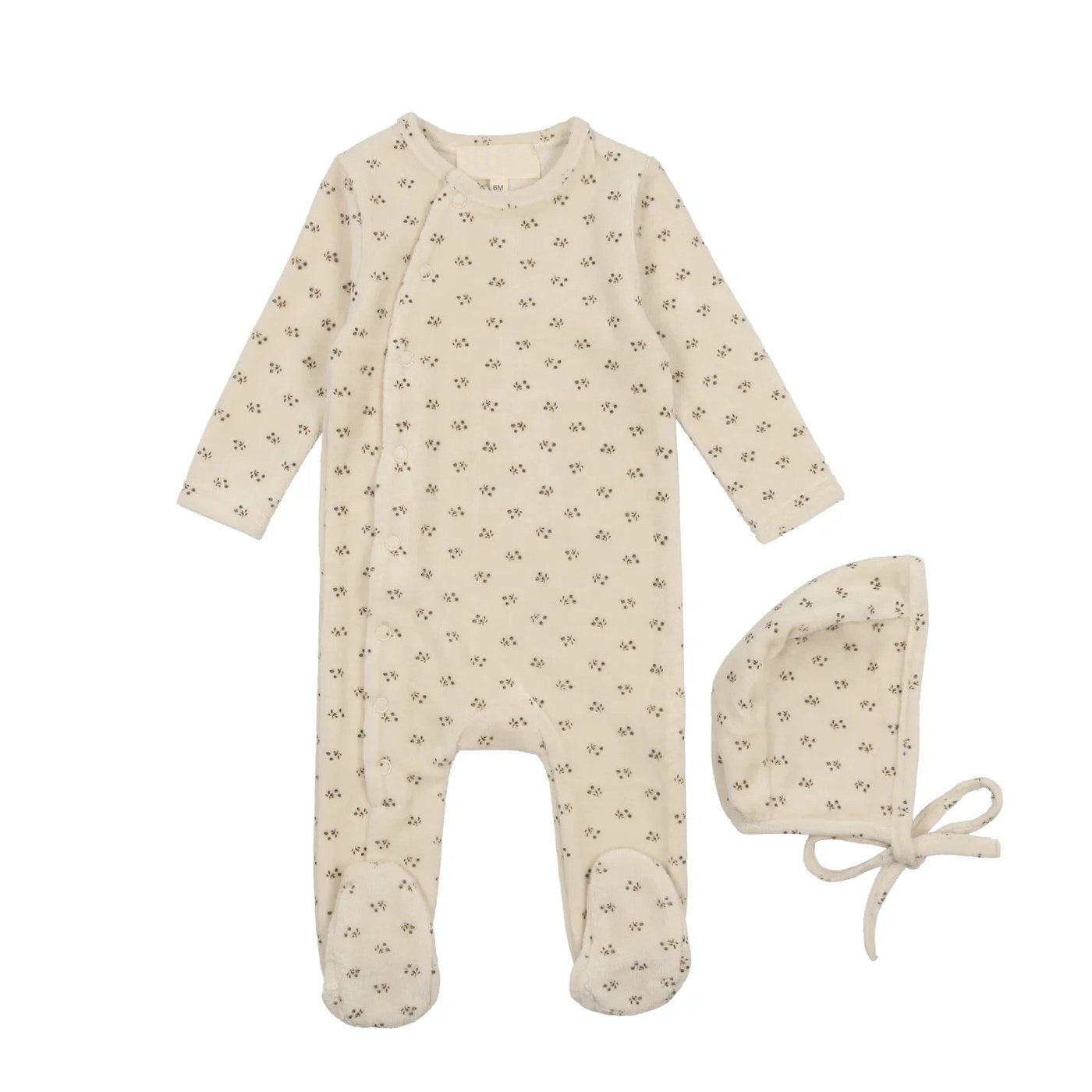 Unisex Newborn Infant Rompers Soft Cotton Long-Sleeved Jumpsuits Bonnet Set Custom Prints Baby Footie Romper