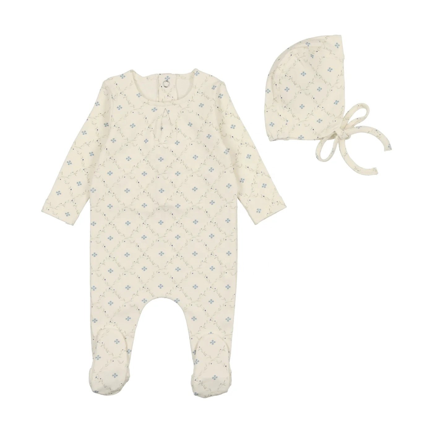 Unisex Newborn Infant Rompers Soft Cotton Long-Sleeved Jumpsuits Bonnet Set Custom Prints Baby Footie Romper