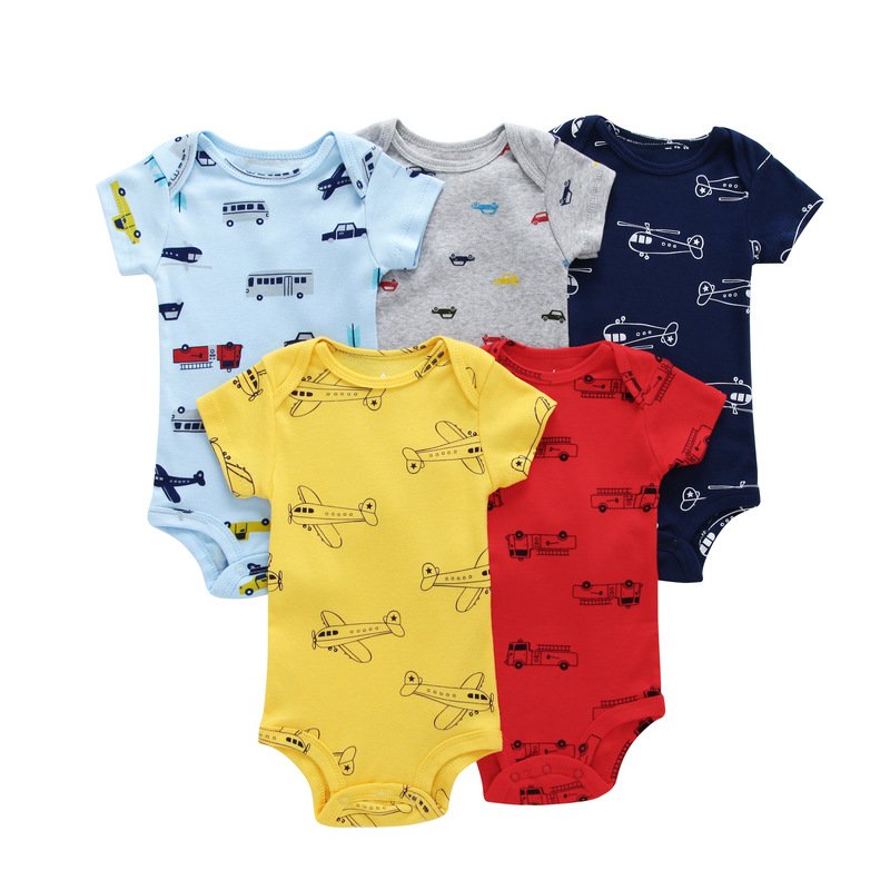 2025 Infants Cotton Clothes 5 Piece Sets Newborn Baby Boys Sleeveless Jumpsuit Baby Romper Set for Summer