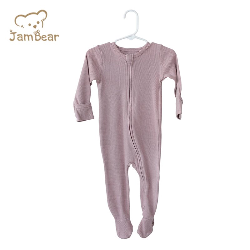 organic Cotton baby waffle romper printed newborn sleepsuit baby sleeper Thermal Footie two way zip baby onesie infant jumpsuit