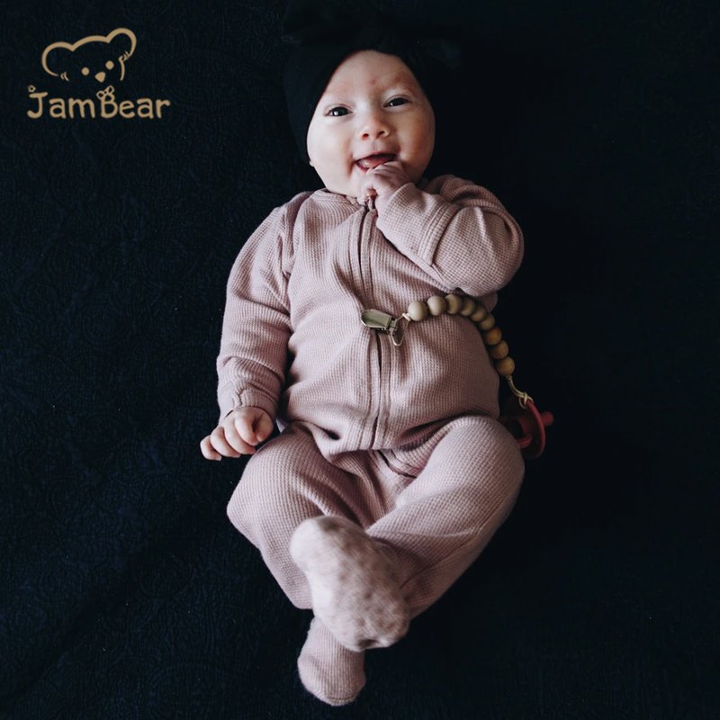 organic Cotton baby waffle romper printed newborn sleepsuit baby sleeper Thermal Footie two way zip baby onesie infant jumpsuit
