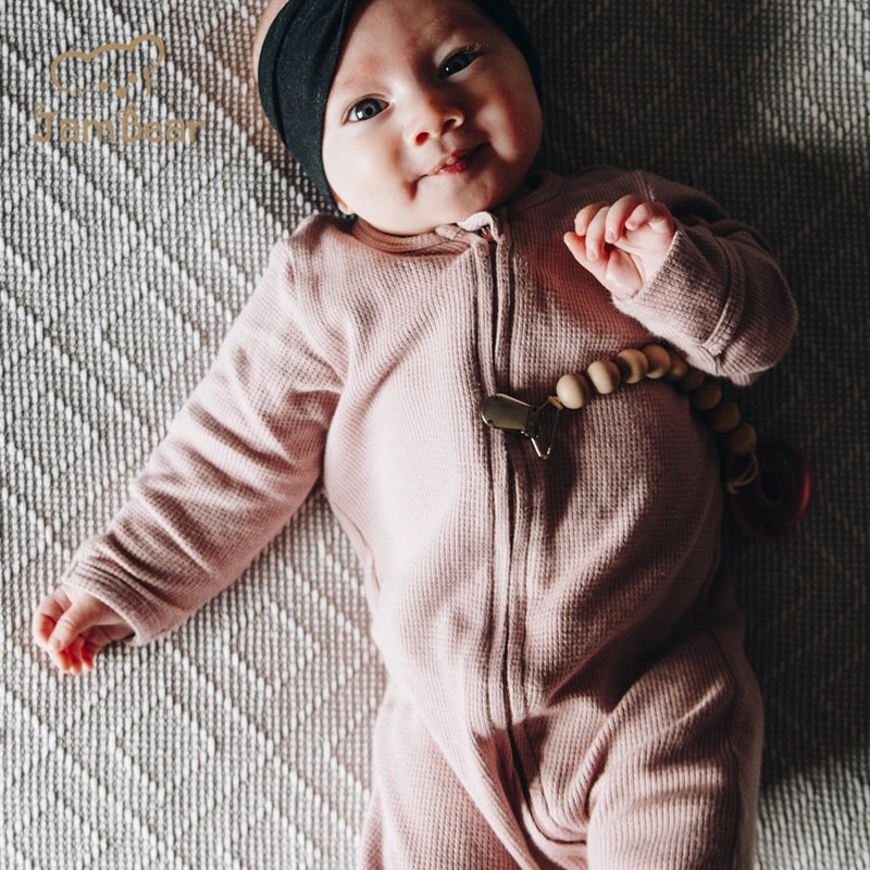 organic Cotton baby waffle romper printed newborn sleepsuit baby sleeper Thermal Footie two way zip baby onesie infant jumpsuit