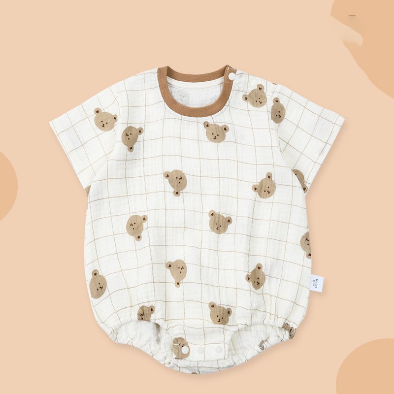 Custom Organic Baby Short Sleeve dress Romper Bamboo cottonInfant Zipper Jumpsuits Sleep Pajamas for Baby