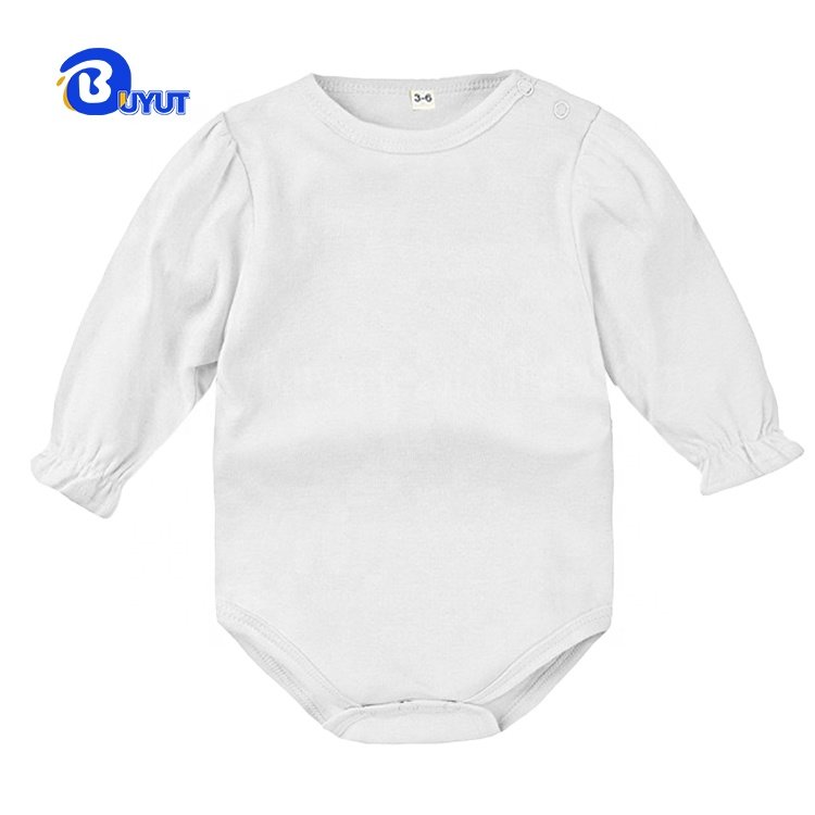 Infant elastic cuffs solid color romper long sleeve trumpet flower cuffs baby romper newborn polyester cotton feel hip bodysuit