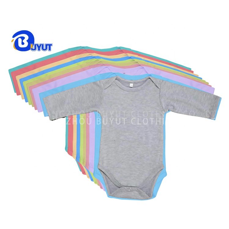 Infant elastic cuffs solid color romper long sleeve trumpet flower cuffs baby romper newborn polyester cotton feel hip bodysuit