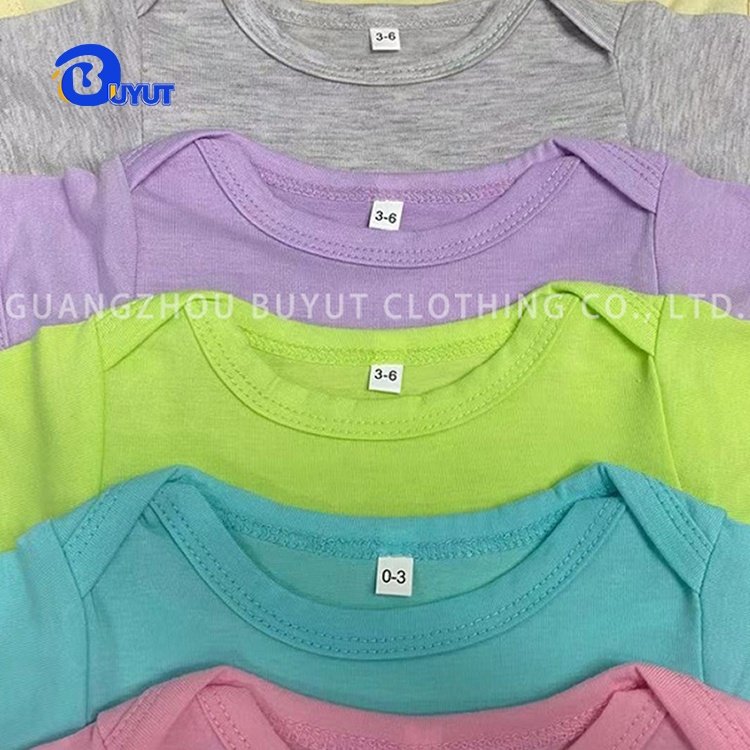 Infant elastic cuffs solid color romper long sleeve trumpet flower cuffs baby romper newborn polyester cotton feel hip bodysuit