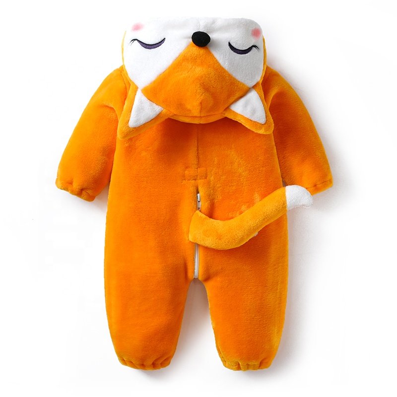 Toddler Orange Fox Carnival Animal Costume Flannel Animal Costume for Kids baby romper