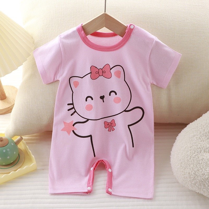 Newborn Baby Clothes Designs Infants Baby Rompers Print Soft Cotton Short Sleeve baby bodusits