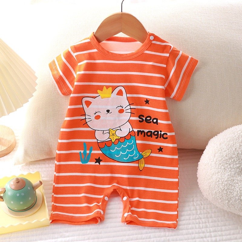 Newborn Baby Clothes Designs Infants Baby Rompers Print Soft Cotton Short Sleeve baby bodusits