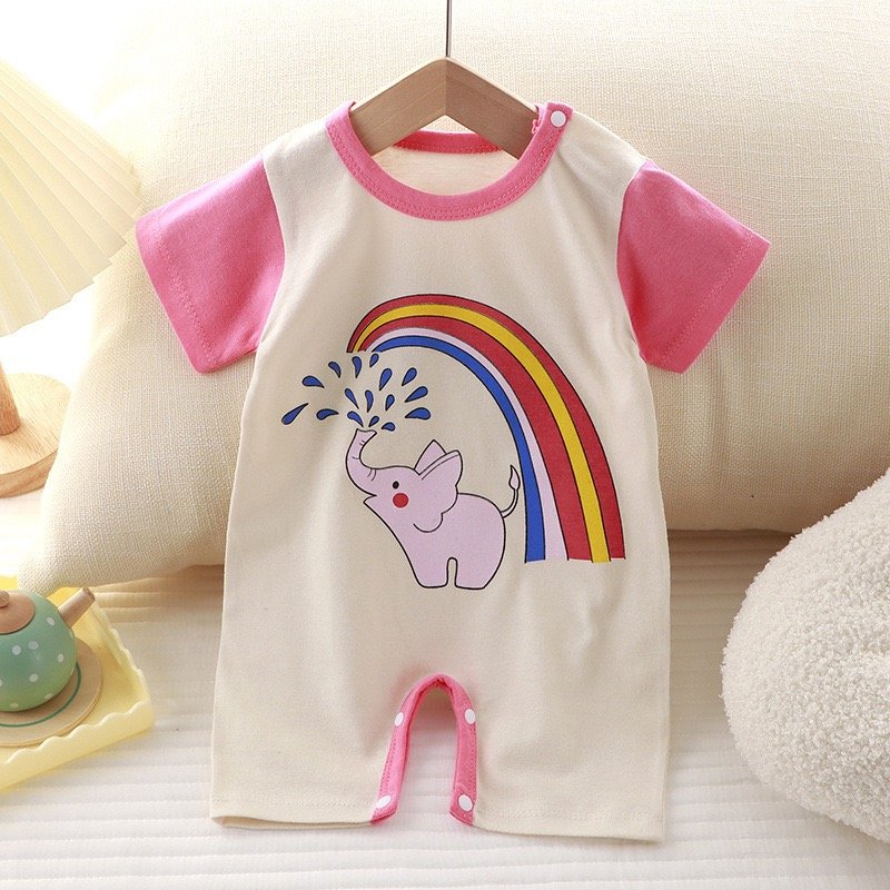 Newborn Baby Clothes Designs Infants Baby Rompers Print Soft Cotton Short Sleeve baby bodusits