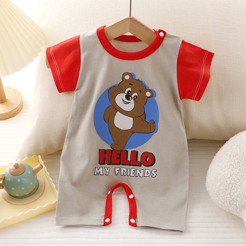 Newborn Baby Clothes Designs Infants Baby Rompers Print Soft Cotton Short Sleeve baby bodusits