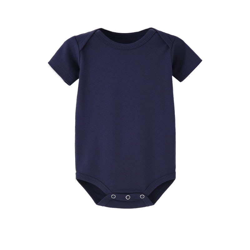 Hot Ready To Ship Solid Color Newborn Baby Clothes Short Sleeve Baby Romper Organic Cotton Baby Bodysuit