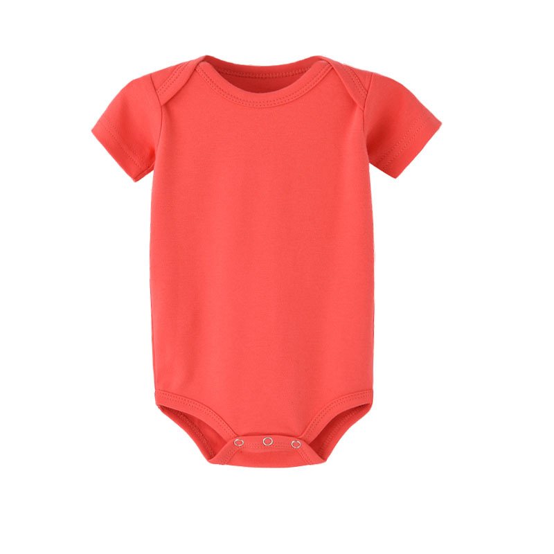 Hot Ready To Ship Solid Color Newborn Baby Clothes Short Sleeve Baby Romper Organic Cotton Baby Bodysuit