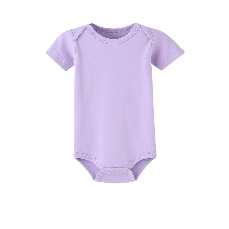Hot Ready To Ship Solid Color Newborn Baby Clothes Short Sleeve Baby Romper Organic Cotton Baby Bodysuit